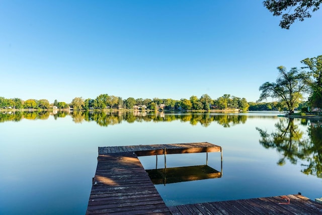 dock area with a water view