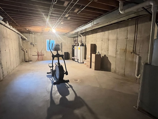 basement with water heater