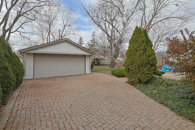 view of detached garage