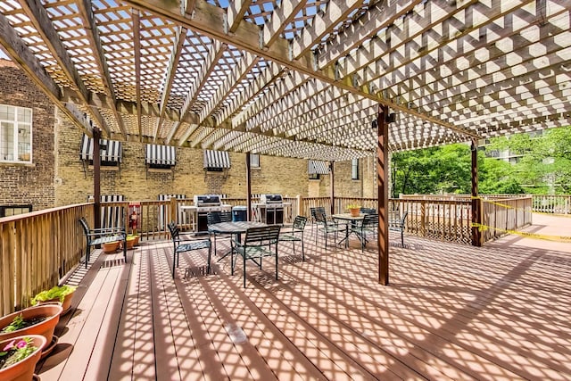 deck featuring a pergola