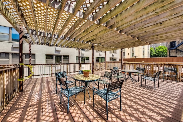 wooden deck with a pergola