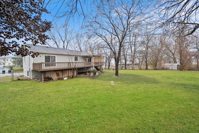 view of yard featuring a deck