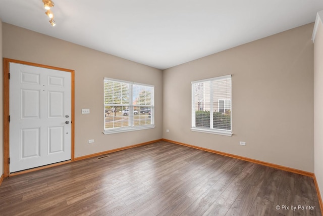 entryway with hardwood / wood-style floors and plenty of natural light