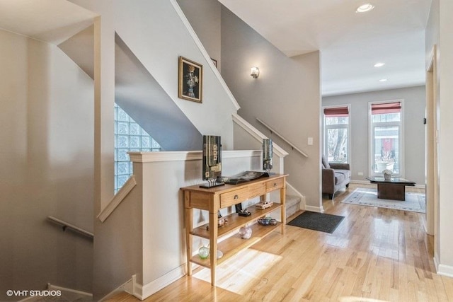 hall featuring light hardwood / wood-style flooring