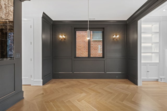 empty room featuring light parquet floors