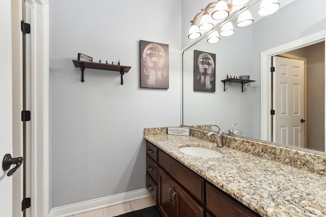 bathroom with vanity and tile patterned floors