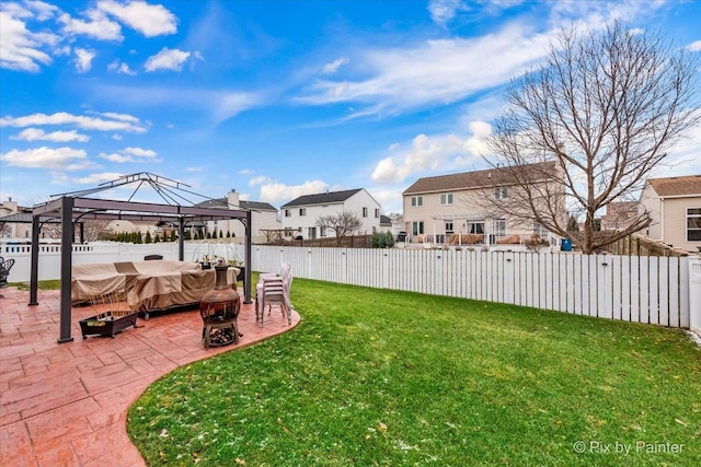 view of yard with a gazebo and a patio