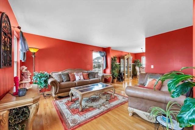 living room with wood-type flooring