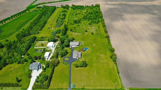 bird's eye view with a rural view