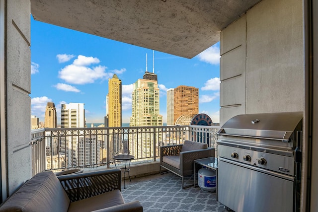 balcony featuring a grill