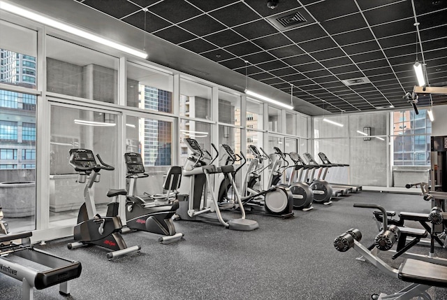 exercise room featuring a healthy amount of sunlight