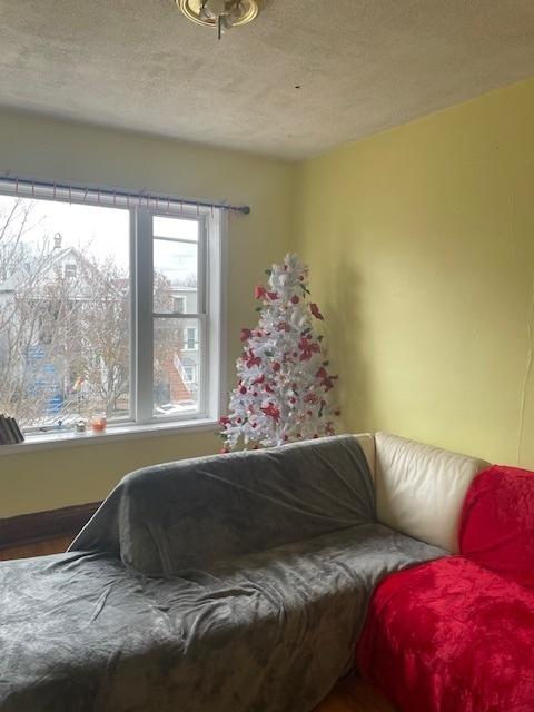 bedroom with a textured ceiling