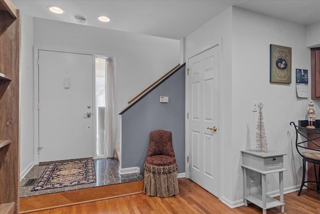 foyer with hardwood / wood-style floors