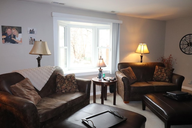 living room featuring carpet floors