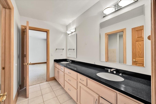 16001 Burr Oak Dr, Huntley, IL 60142 - full bath featuring tile patterned flooring, double vanity, and baseboards