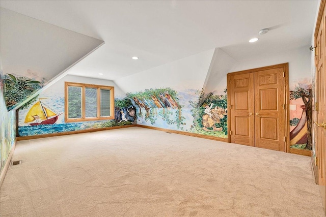 16001 Burr Oak Dr, Huntley, IL 60142 - bonus room with carpet, lofted ceiling, and recessed lighting