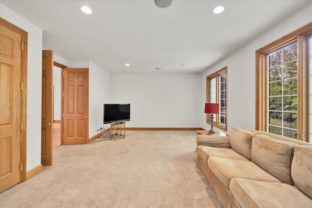 16001 Burr Oak Dr, Huntley, IL 60142 - living area featuring light colored carpet, recessed lighting, and baseboards