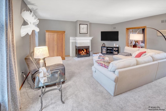 17224 Briar Dr, Tinley Park, IL 60487 - living room with carpet and a fireplace with flush hearth