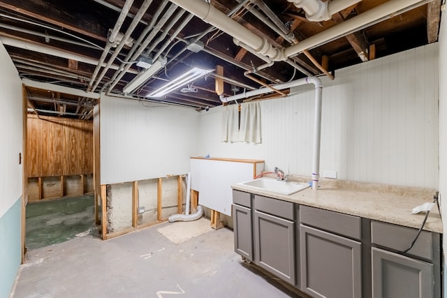 basement with sink