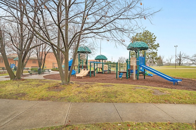 view of play area with a lawn