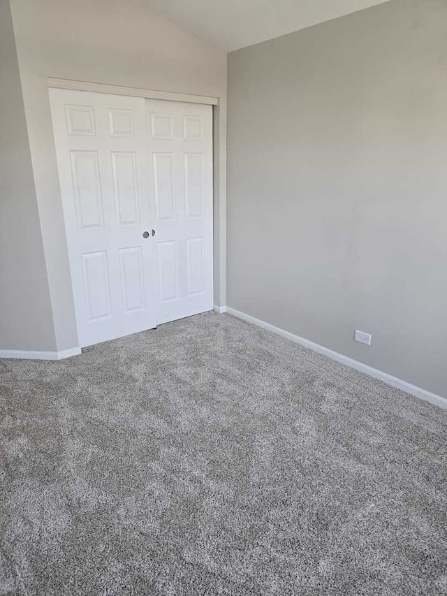 unfurnished bedroom featuring carpet floors and a closet