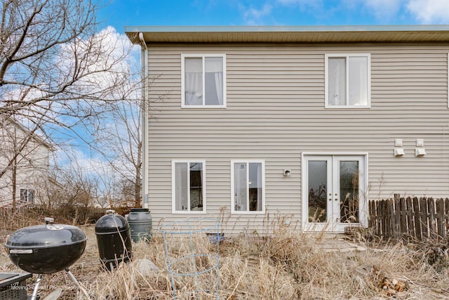 back of house with french doors