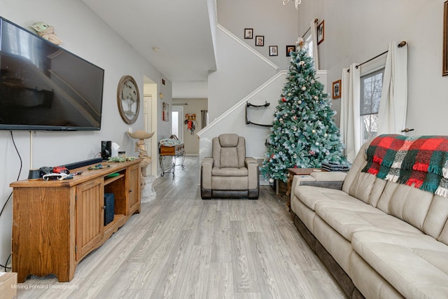 living room with light wood-type flooring