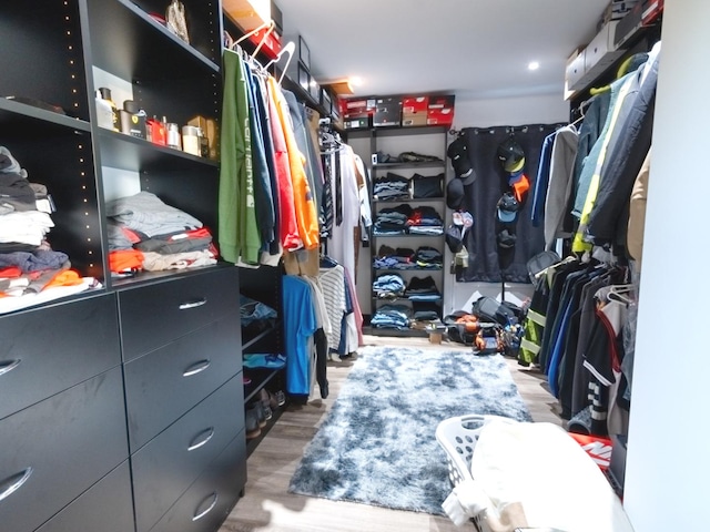 walk in closet featuring hardwood / wood-style flooring