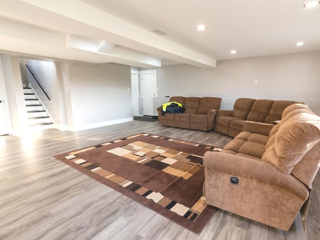 living room featuring hardwood / wood-style floors