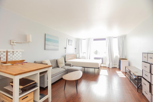 bedroom with wood-type flooring