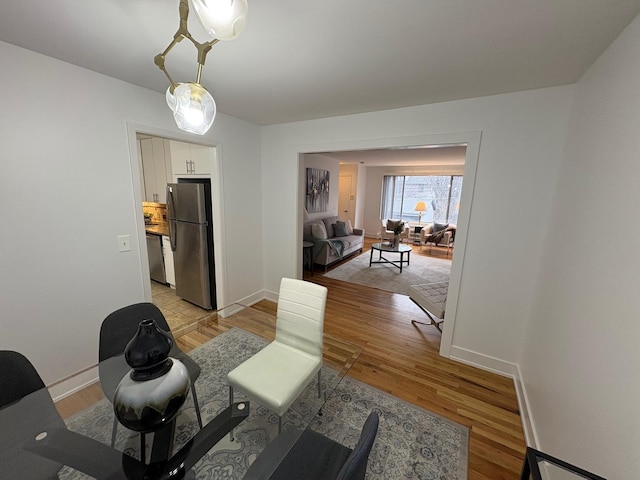 living room with light wood-type flooring