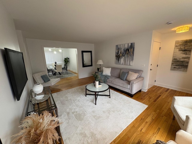 living room with wood-type flooring