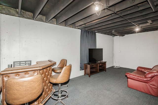 basement featuring carpet floors