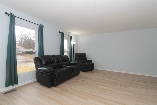 living room featuring light hardwood / wood-style flooring