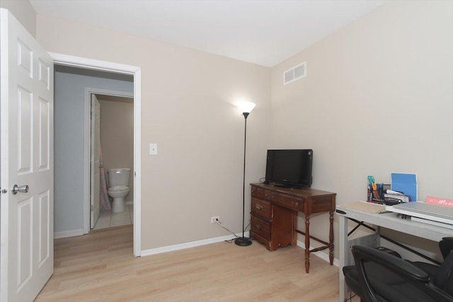 office featuring light hardwood / wood-style flooring