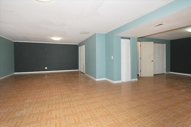 spare room with light parquet flooring