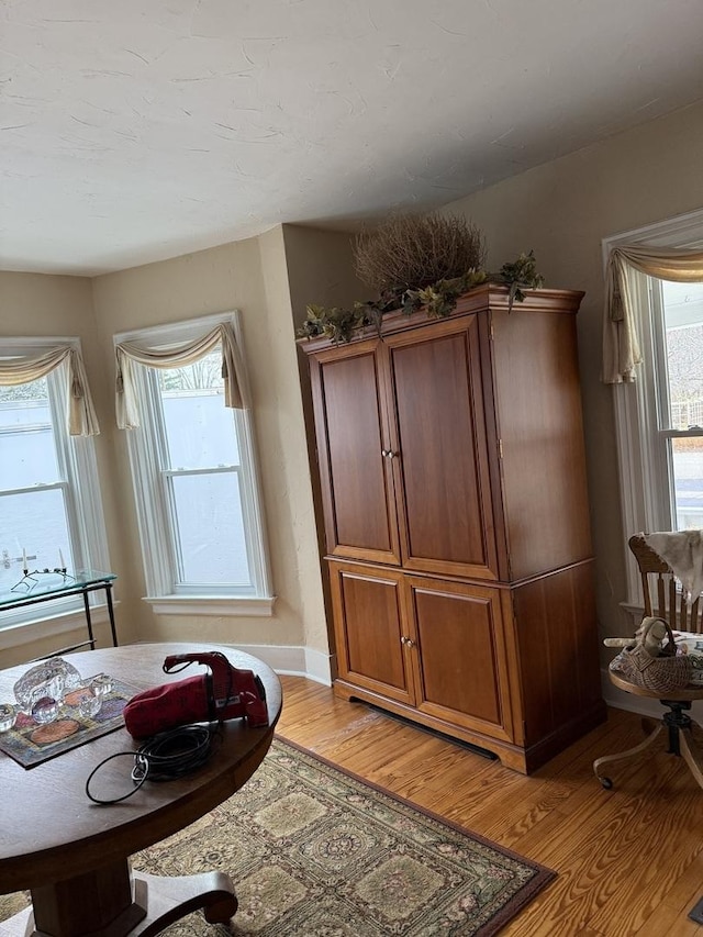 interior space with light hardwood / wood-style flooring