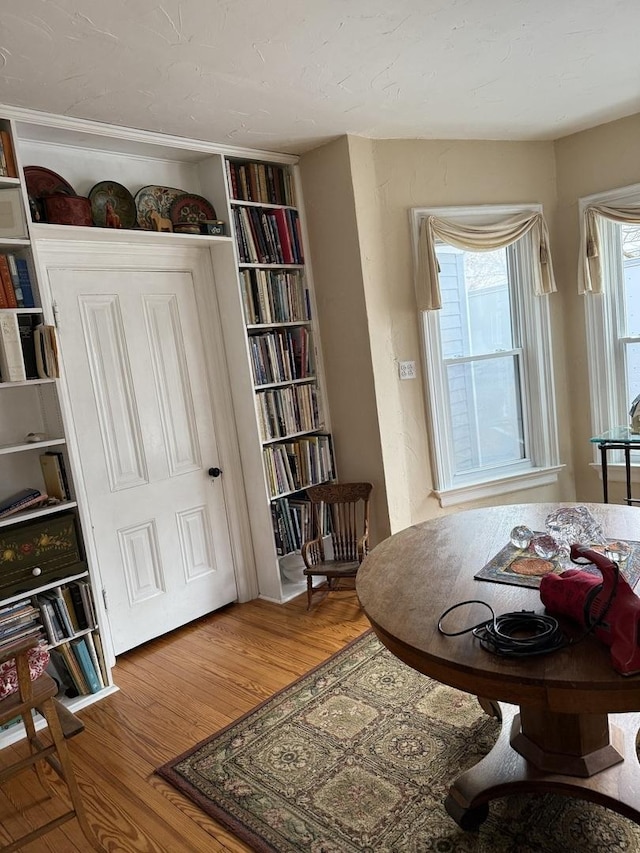 living area featuring hardwood / wood-style floors