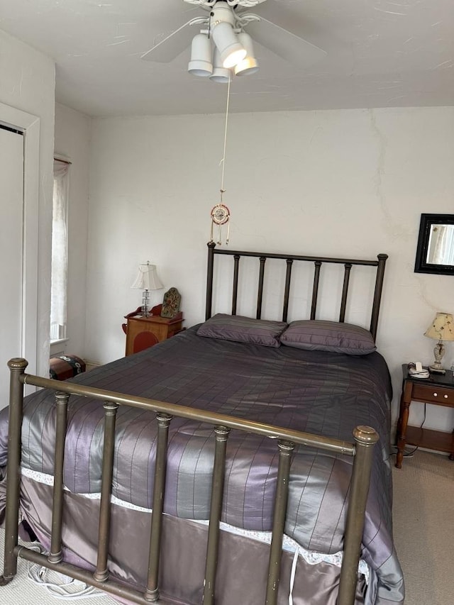 bedroom with carpet and ceiling fan