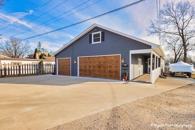 exterior space featuring a garage