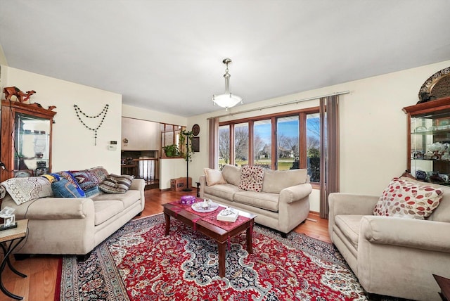 living room with light wood-type flooring