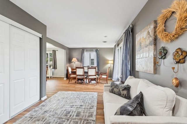 living room with hardwood / wood-style floors