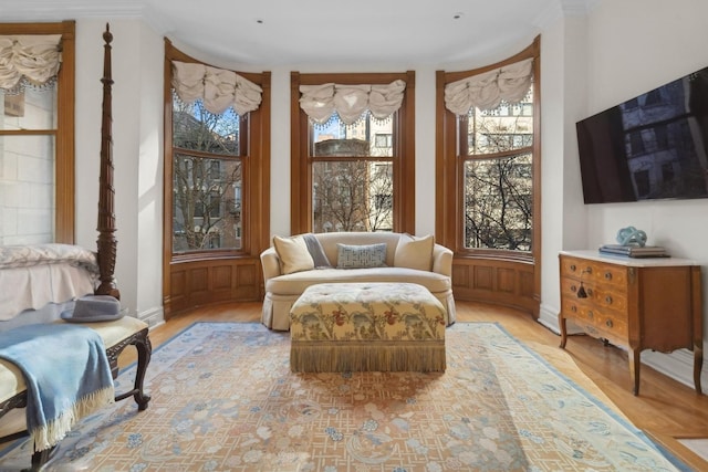 living area featuring light hardwood / wood-style floors