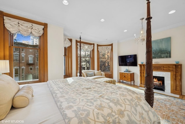 bedroom with ornamental molding