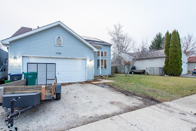 back of property featuring a yard