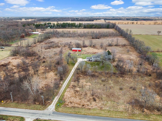 aerial view featuring a rural view