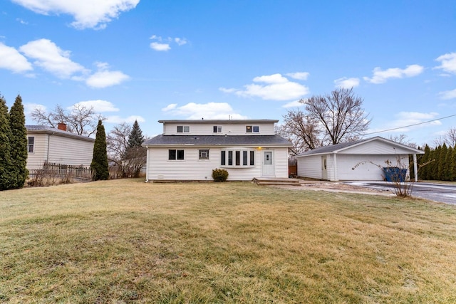 view of front facade with a garage and a front lawn