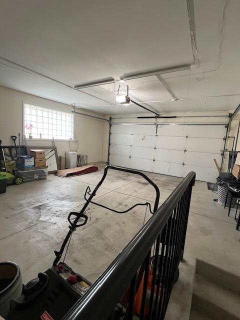 garage with a garage door opener