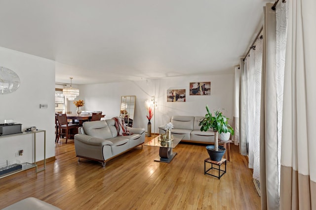 living room with light hardwood / wood-style floors