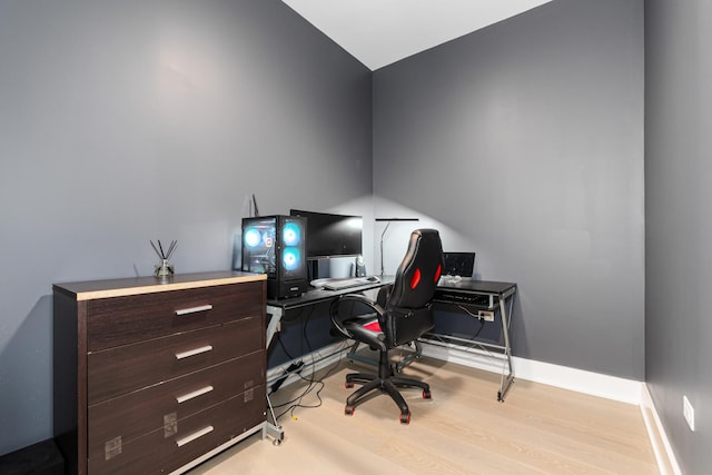 office area with light wood-type flooring